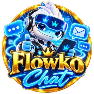 FlowkoChat smiling blue-and-gold mascot