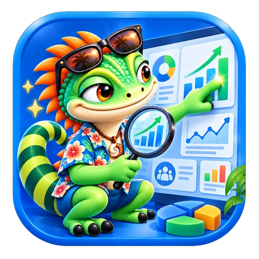 Trustko product icon for Analytics showing charts, growth indicators, performance dashboards, campaign metrics, and commercial intelligence for businesses.