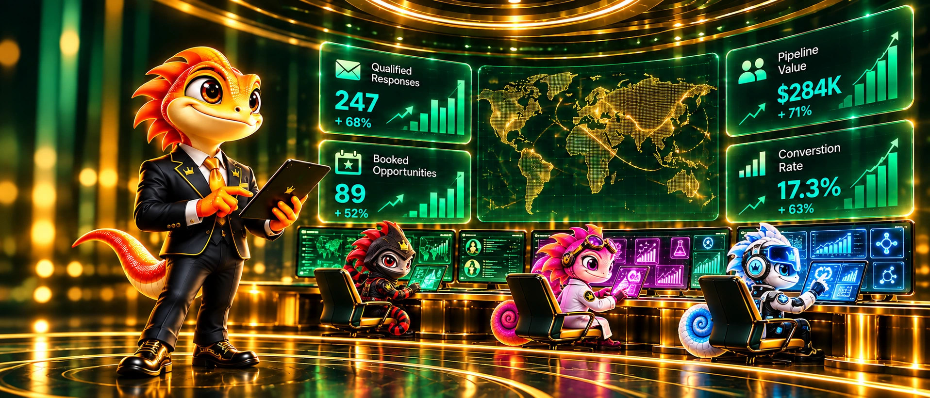Salesko, Ninjako, Experika and Flowko working inside the TrustPros Leads operations center